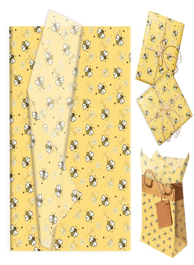 MOZUI 50 Sheet Bee Tissue Paper, Cute Honeybee Daisy Gift Wrapping Paper, 14 x 20 Inch Yellow Bee Flower Packing Tissue for Birthday, Baby Shower, Wedding, Holiday, Craft, Gift Decor, Party Confetti - Image 1