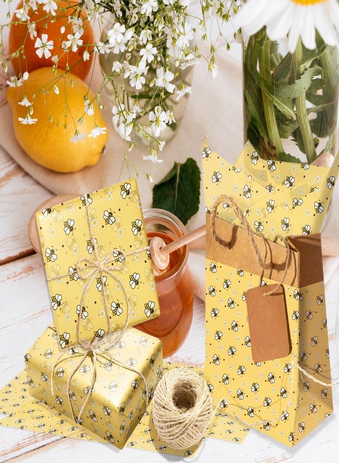 MOZUI 50 Sheet Bee Tissue Paper, Cute Honeybee Daisy Gift Wrapping Paper, 14 x 20 Inch Yellow Bee Flower Packing Tissue for Birthday, Baby Shower, Wedding, Holiday, Craft, Gift Decor, Party Confetti - Image 5