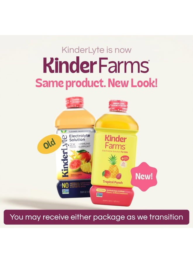 Kinderlyte KinderFarms Electrolyte Solution for Kids and Adults - Hydration Drink, Tropical Punch, (33.8 fl oz, 6 Pack), No Artificial Sweeteners or Flavors, No Synthetic Dyes, Vegan, Non-GMO, Gluten-Free - Image 2