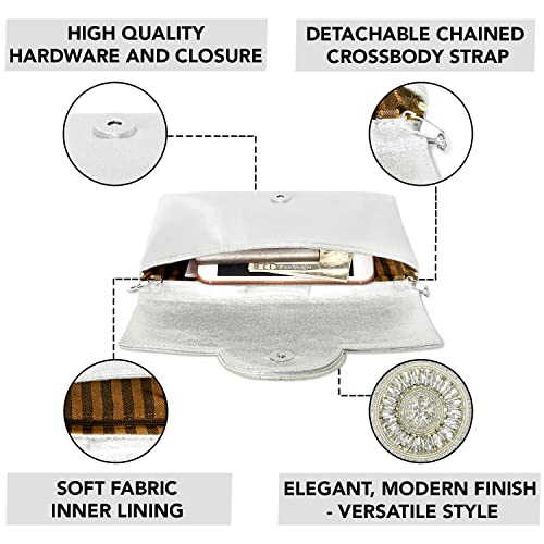 Peora Silver & Golden Bridal Clutch Combo Handbags Gift for Women - Image 4