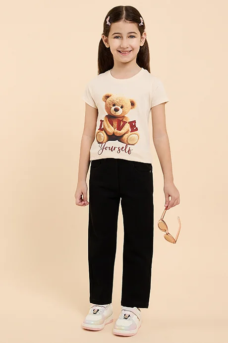 أر أند بي Printed T-Shirt with Crew Neck and Short Sleeves