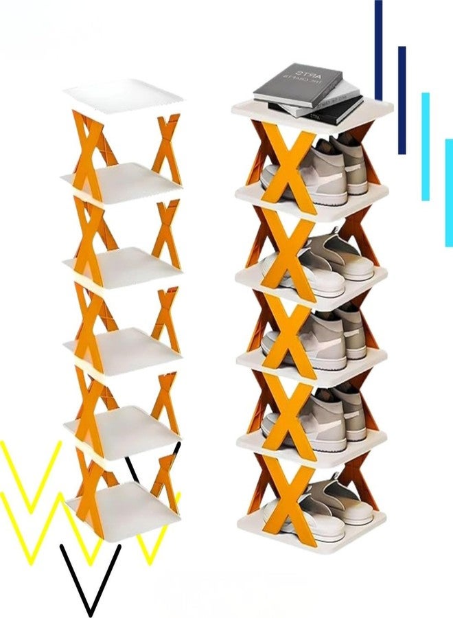 Drumstone 𝓓rumstone (𝟑 𝐘𝐄𝐀𝐑 𝐖𝐀𝐑𝐑𝐀𝐍𝐓𝐘) 5-Tier Modern X-Frame Wall Shelf – Decorative Display Unit with Strong Support, Foldable Plastic Storage Rack for Shoes, Books, Kitchen & Bathroom Use - Image 2