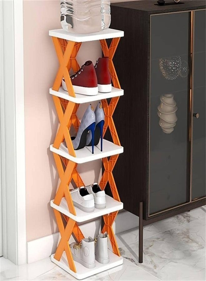 Drumstone 𝓓rumstone (𝟑 𝐘𝐄𝐀𝐑 𝐖𝐀𝐑𝐑𝐀𝐍𝐓𝐘) 5-Tier Modern X-Frame Wall Shelf – Decorative Display Unit with Strong Support, Foldable Plastic Storage Rack for Shoes, Books, Kitchen & Bathroom Use - Image 3