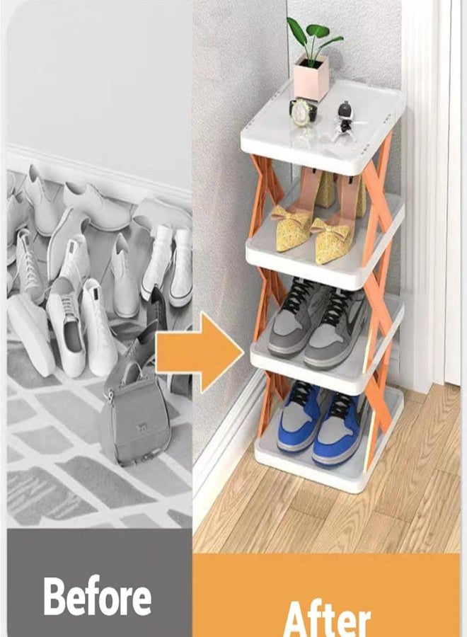 Drumstone 𝓓rumstone (𝟑 𝐘𝐄𝐀𝐑 𝐖𝐀𝐑𝐑𝐀𝐍𝐓𝐘) 5-Tier Modern X-Frame Wall Shelf – Decorative Display Unit with Strong Support, Foldable Plastic Storage Rack for Shoes, Books, Kitchen & Bathroom Use - Image 5