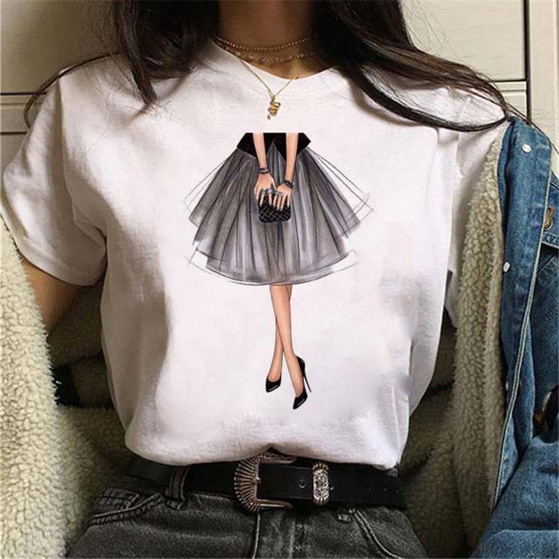 [Same day] cross-border supply of T-shirt printed T-shirt women's short-sleeved women's clothing - Image 3