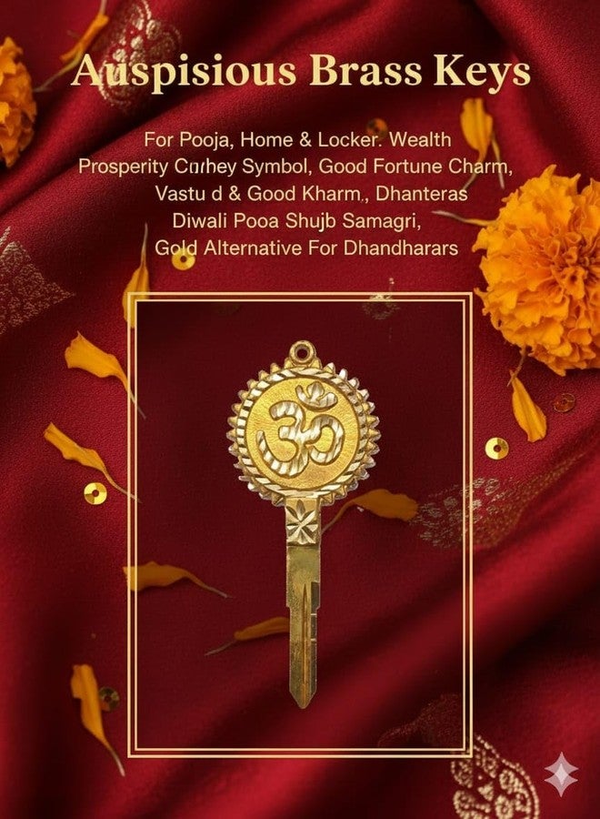 KEYKART Auspicious Brass Keys for Pooja,Home & Locker Wealth & Prosperity Symbol,Vastu,Good Fortune Charm,Dhanteras Shubh Kharidi,Diwali Pooja Samagri,Brass Kunjika,Gold Alternative For Dhanteras - Pack Of 1 - Image 2