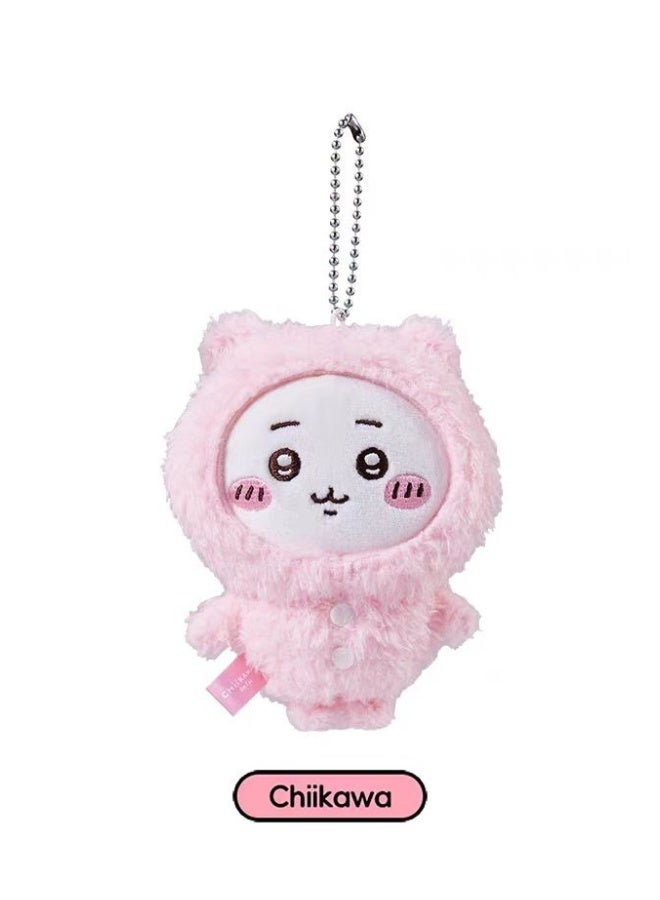 Chiikawa Hachiware & Usagi Pajamas Keychain – Cute Anime Plush Pendant Bag Charm - Image 1