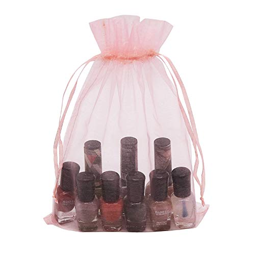 HRX Package 100pcs Blush Pink Organza Bags Large, 6 x 9 inch Drawstring Gift Pouches Mesh Party Favor Bags for Christmas Wedding Baby Shower - Image 3