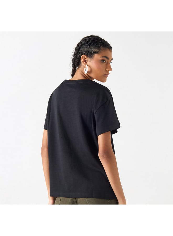 Lee Cooper Lee Cooper Printed Round Neck T-shirt with Short Sleeves - Image 3
