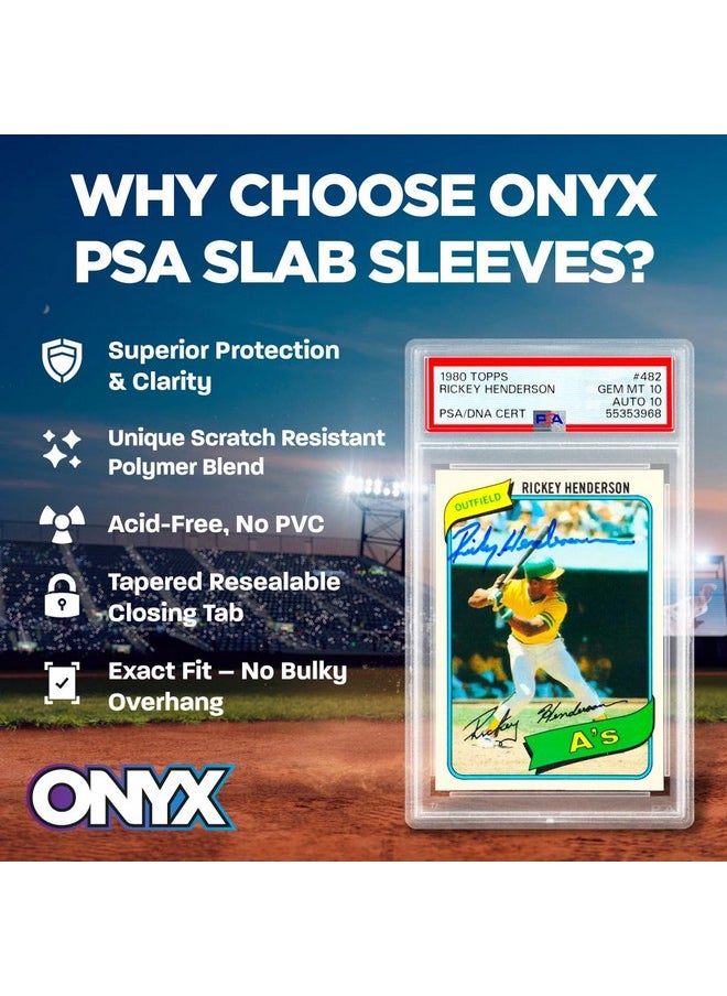 Onyx ONYX PSA Slab Sleeves - Graded Card Sleeves, PSA Perfect Fit Clear Cards Sleeves, Card Protector Sleeves, Exact Fit Plastic Trading Bags, Cover Guard Saver Holder Sleeve Grading Baseball, Sports, MTG  - Image 2