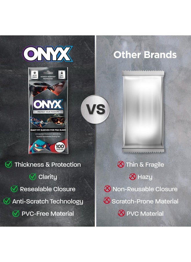 Onyx ONYX PSA Slab Sleeves - Graded Card Sleeves, PSA Perfect Fit Clear Cards Sleeves, Card Protector Sleeves, Exact Fit Plastic Trading Bags, Cover Guard Saver Holder Sleeve Grading Baseball, Sports, MTG  - Image 5