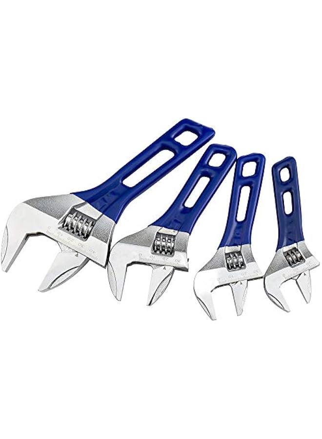 Large Opening Adjustable Wrench Spanner with Short Handle 4'' 5'' 6'' 8(4''+5''+6''+8, blue)  - Image 5