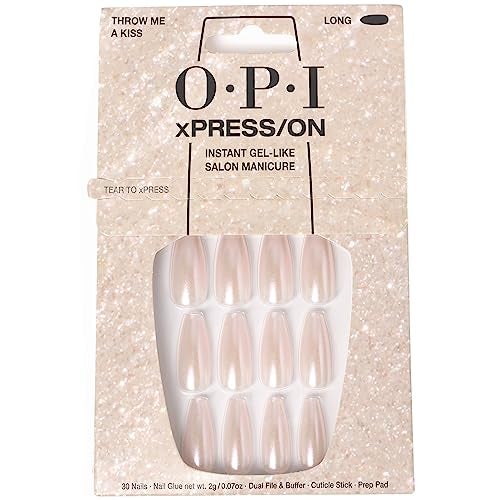 OPI xPRESSON Throw Me a Kiss  Soft Pink Long Coffin Press On Nails  With Nail Glue  Long Lasting Reusable Nondamaging
