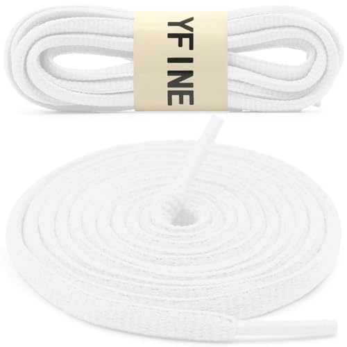 YFINE Oval Sports Shoe Laces: 2 Pairs 47 Inch White Half Round Shoelaces for Sneaker Athletic Shoes - Image 2