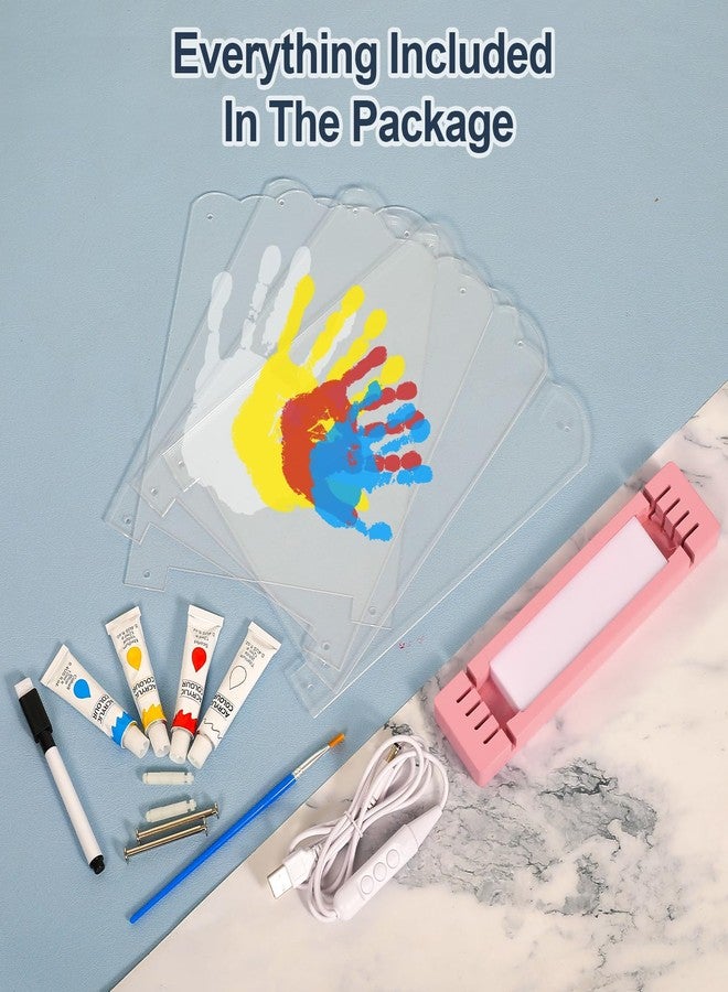 Bixinyo Family Handprint Kit with Light, Baby Hand and Footprint Kit, Family Gifts for New Parents, Christmas, Adoption, Baby Shower New Mom Gifts, Wooden Craft Keepsake (Pink) - Image 5