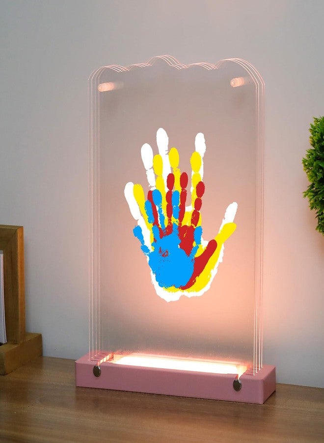 Bixinyo Family Handprint Kit with Light, Baby Hand and Footprint Kit, Family Gifts for New Parents, Christmas, Adoption, Baby Shower New Mom Gifts, Wooden Craft Keepsake (Pink) - Image 1