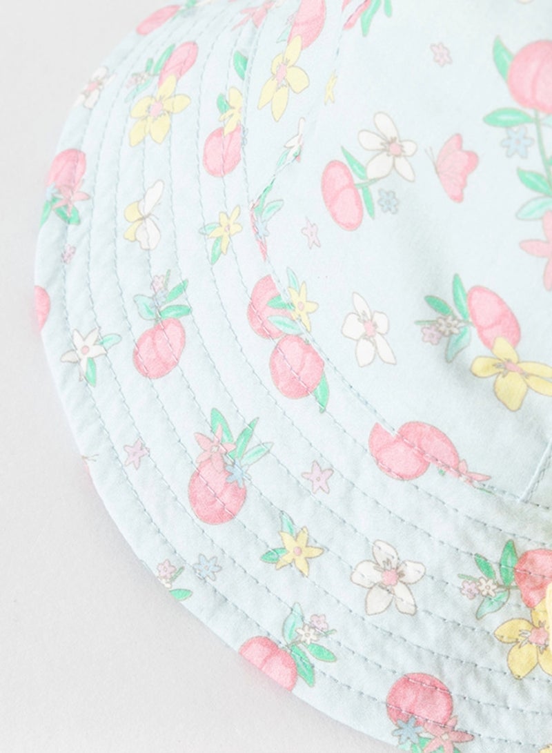 Dave & Bella Baby girl Cherry Print Cotton Sun hat with yellow bow  - Image 5