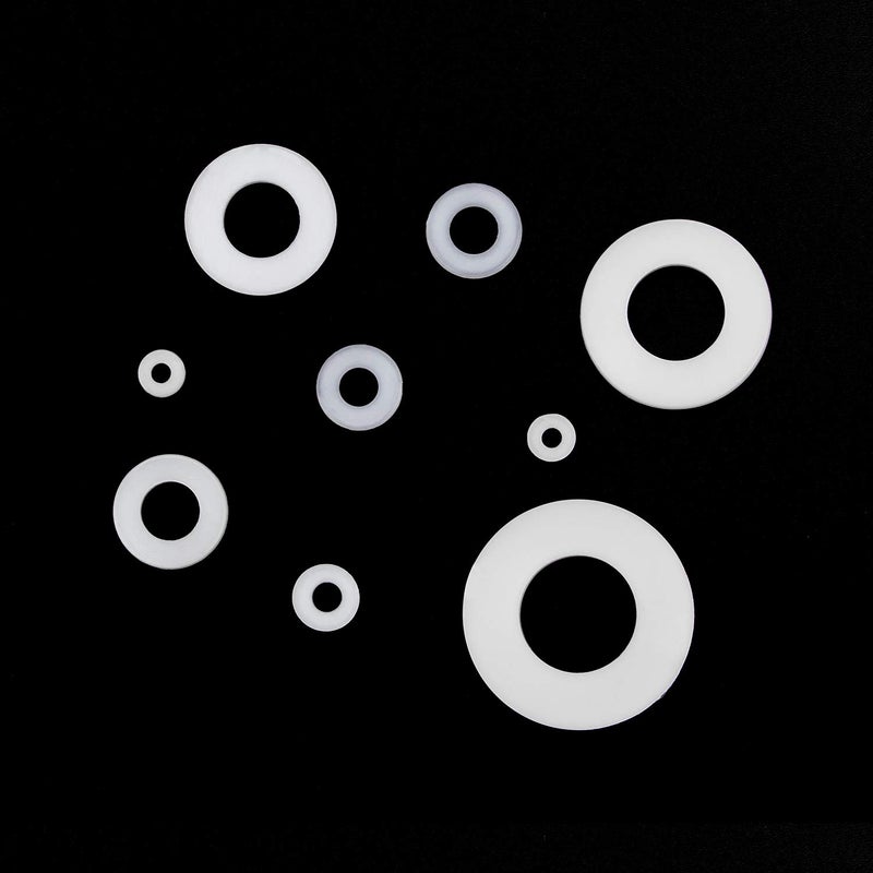 Sutemribor Nylon Flat Washer Assortment Set 800 Pieces, 9 Sizes - M2 M2.5 M3 M4 M5 M6 M8 M10 M12, (Black+White)(Not Rubber Washers) - Image 5