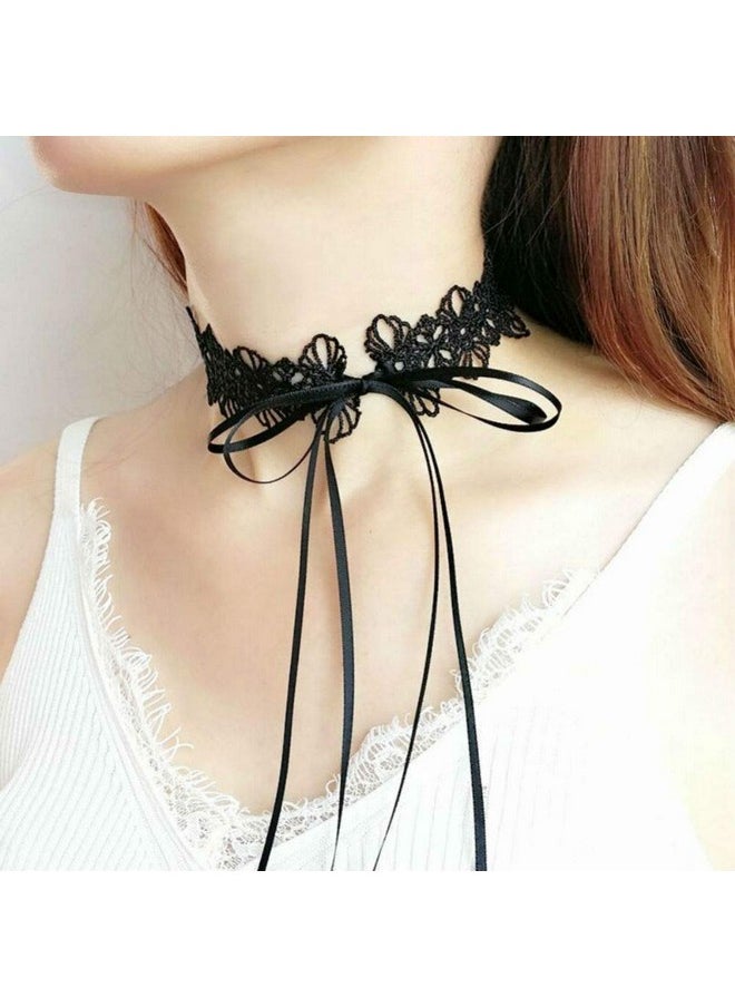 Aysekone - Handmade Black Sexy Lovely Cat Ears Lace Headband Fancy Dress Hair Band Headpiece With Tie Up Lace Choker Set - Image 1