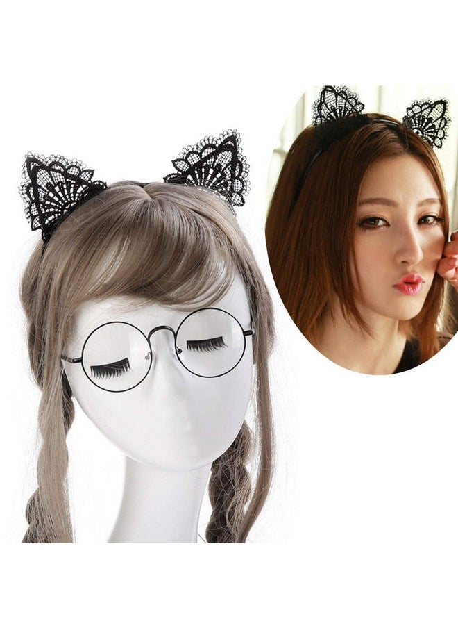 Aysekone - Handmade Black Sexy Lovely Cat Ears Lace Headband Fancy Dress Hair Band Headpiece With Tie Up Lace Choker Set - Image 1