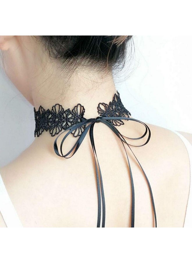 Aysekone - Handmade Black Sexy Lovely Cat Ears Lace Headband Fancy Dress Hair Band Headpiece With Tie Up Lace Choker Set - Image 1