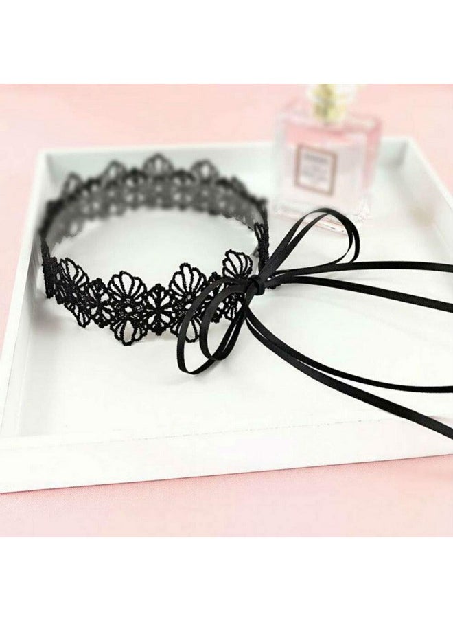 Aysekone - Handmade Black Sexy Lovely Cat Ears Lace Headband Fancy Dress Hair Band Headpiece With Tie Up Lace Choker Set - Image 1