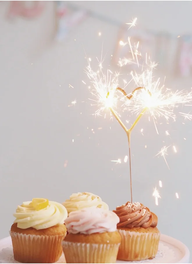 Wondercandle Heart Gold Sparkler Candle