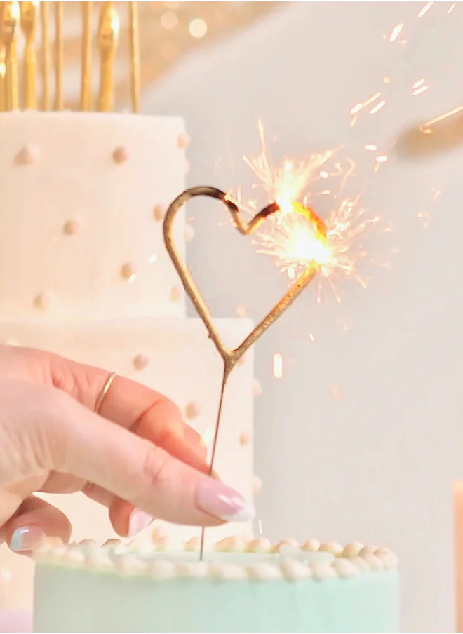 Wondercandle Heart Gold Sparkler Candle
