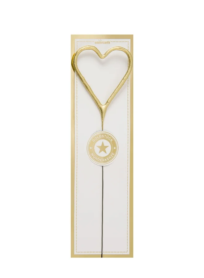 Wondercandle Heart Gold Sparkler Candle
