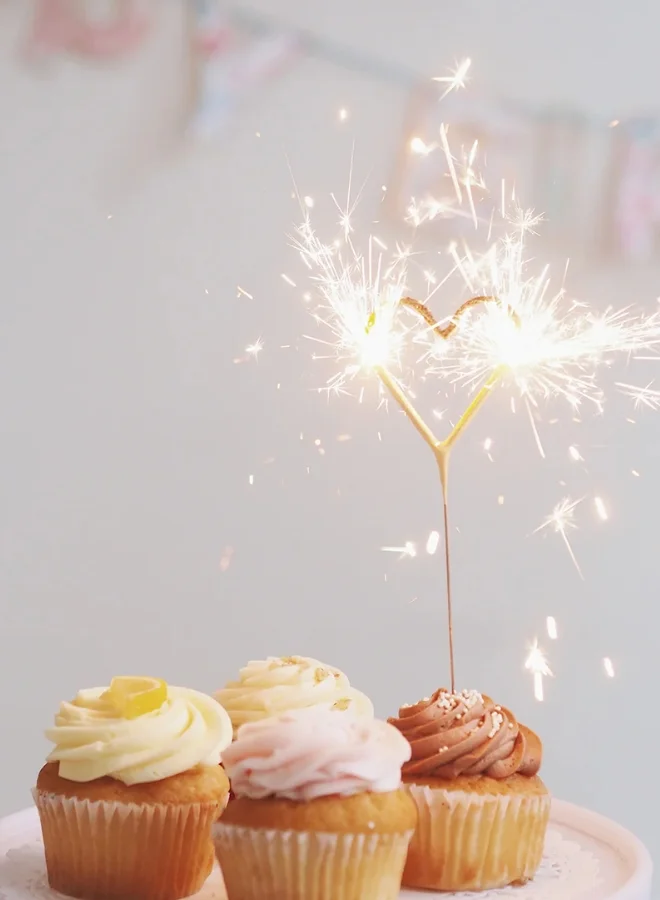 Wondercandle Heart Gold Sparkler Candle
