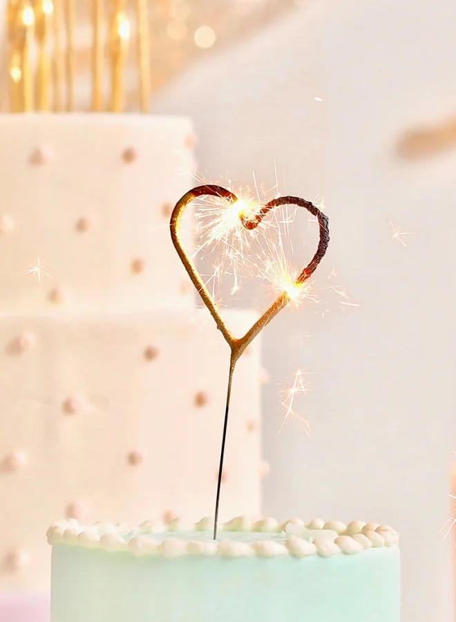 Wondercandle Heart Gold Sparkler Candle