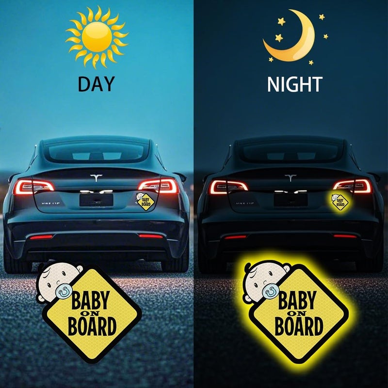 TIPSANGGO Baby On Board Sticker for Cars- 2Pack Baby in Car High Intensity Reflective Waterproof Vinyl Safety Car Signs for Rear, Side Windows, Bumpers - Image 2