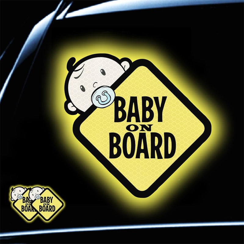 TIPSANGGO Baby On Board Sticker for Cars- 2Pack Baby in Car High Intensity Reflective Waterproof Vinyl Safety Car Signs for Rear, Side Windows, Bumpers - Image 1