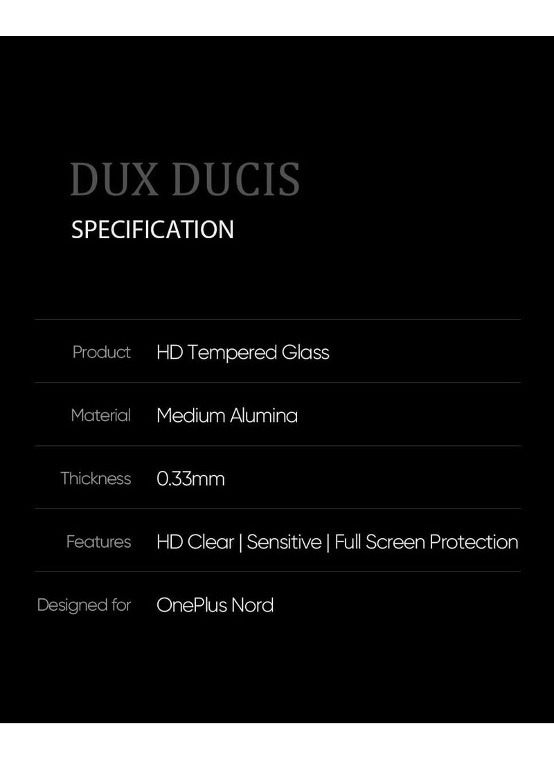 DUX DUCIS - DUX DUCIS 9D Tempered Glass Screen Protector, Designed for OnePlus Nord, Medium Alumina Glass Film Full Glue HD Clear Phone Screen Protector - Black - Image 1