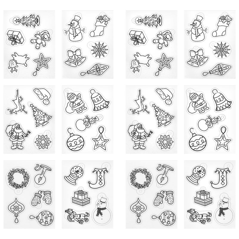 12Pcs Heat Shrink Sheets Christmas Set Small Patterned DIY HandMade Accessories - Image 1