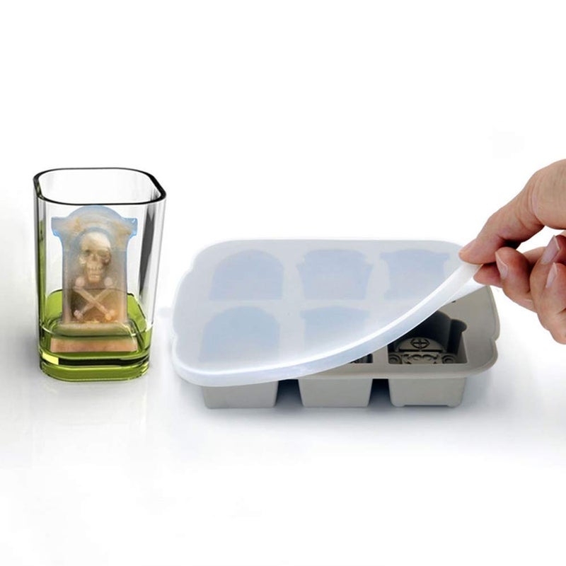 Amosfun Halloween Tombstone Silicone Ice Cube Chocolate Mold Cocktails Whisky Ice Mould Tray Makers Bar Party Accesory (Grey) - Image 3