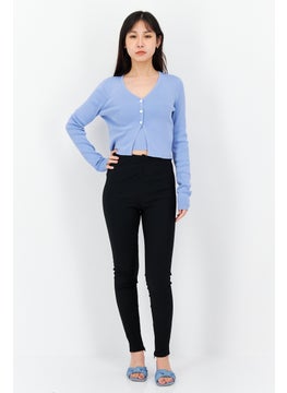 Missguided Women 2 In 1 V Neck Long Sleeves Textured Cardigan, Blue  - Image 4
