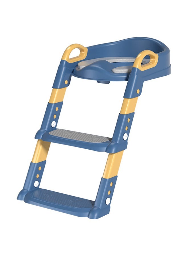 xppier Potty Training Seat with Step Stool Ladder, Potty Training Toilet for Kids Boys Girls Toddlers - Comfortable Safe Potty Seat with Anti-Slip Pads Ladder and Soft Cushion, Blue - Image 2