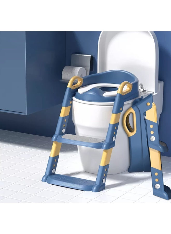 xppier Potty Training Seat with Step Stool Ladder, Potty Training Toilet for Kids Boys Girls Toddlers - Comfortable Safe Potty Seat with Anti-Slip Pads Ladder and Soft Cushion, Blue - Image 1