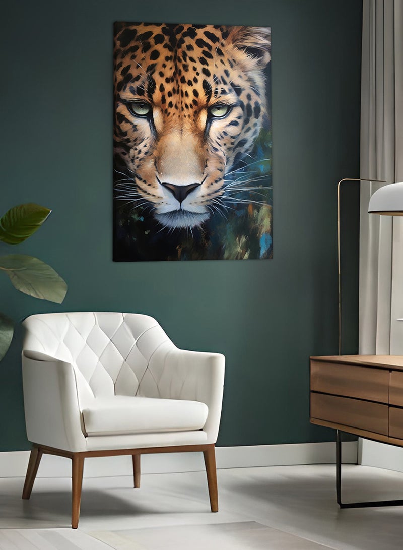 LOWHA Canvas Wall Art Stretched Over Wooden Frame with Golden Leopard Painting - Image 3