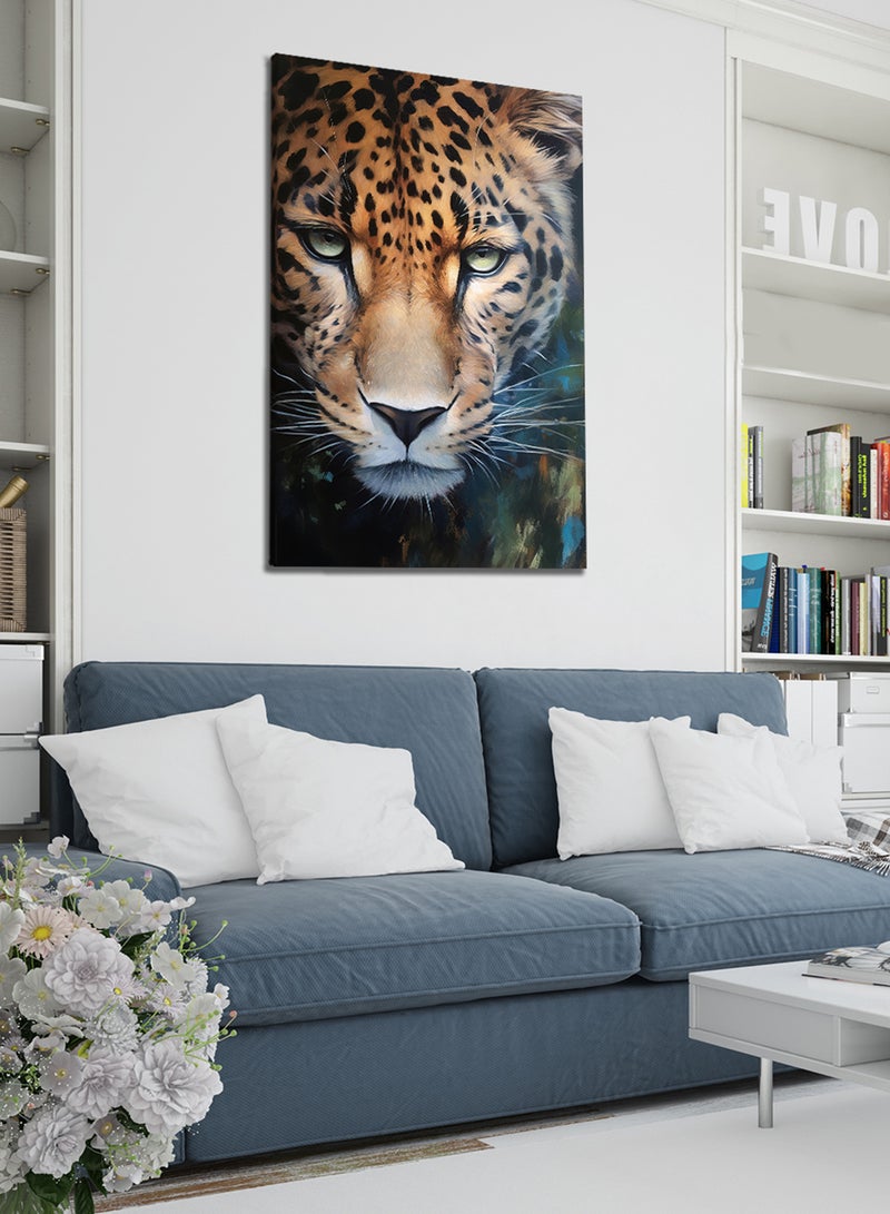 LOWHA Canvas Wall Art Stretched Over Wooden Frame with Golden Leopard Painting - Image 2