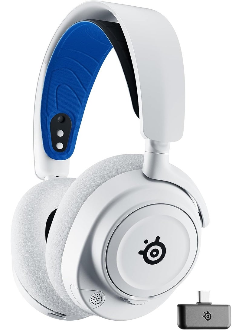 SteelSeries Arctis Nova 7P Wireless PS5 Gaming Headset - Neodymium Magnetic Drivers - Dual Wireless PlayStation & Bluetooth - 38H USB-C Battery - AI Mic - Supports PS4, PC, Switch, Mobile - White - Image 1