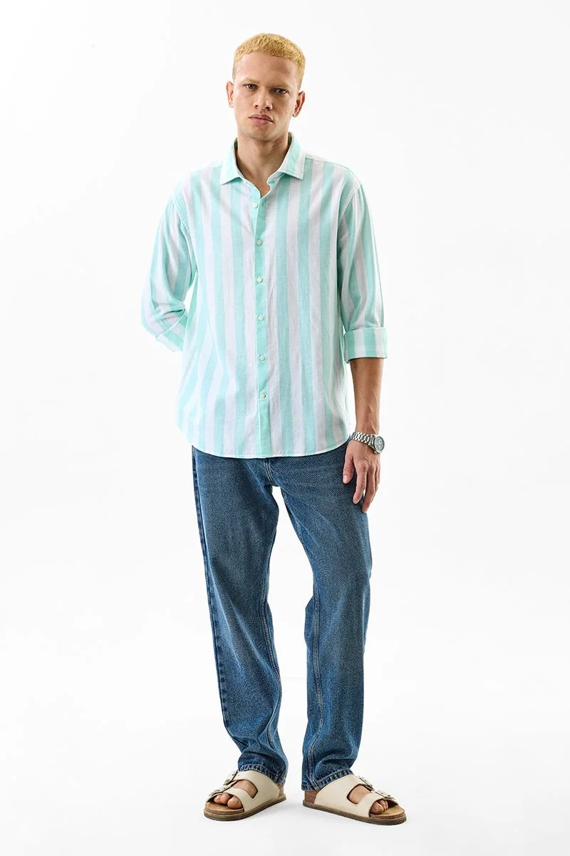SNITCH Stripes Linen Blend Regular Fit Shirt