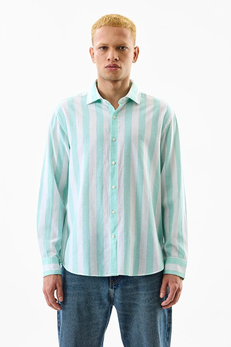 SNITCH Stripes Linen Blend Regular Fit Shirt