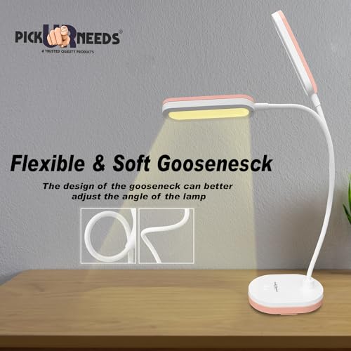 Pick Ur Needs Rechargeable LED Desk Lamp with Touch Control – USB Charging, Adjustable Brightness, 360° Flexible Neck, Eye Protection & Portable Design for Study, Reading & Night Use (Pink) - Image 2