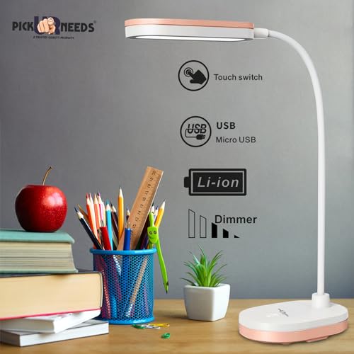Pick Ur Needs Rechargeable LED Desk Lamp with Touch Control – USB Charging, Adjustable Brightness, 360° Flexible Neck, Eye Protection & Portable Design for Study, Reading & Night Use (Pink) - Image 3