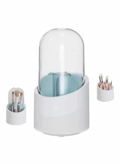 KASTWAVE Makeup Brush Holder, 360 Rotating Makeup Organizer, Clear Makeup Display Cases Organizer for Vanity Organizers Brush Storage (Blue)  - Image 1
