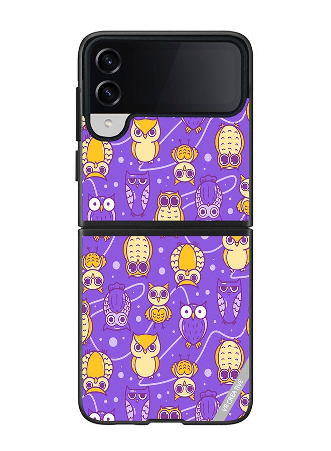 VR CREATIVE Protective Case Cover For Samsung Galaxy Z Flip4 Night Owl Design Multicolour - Image 1