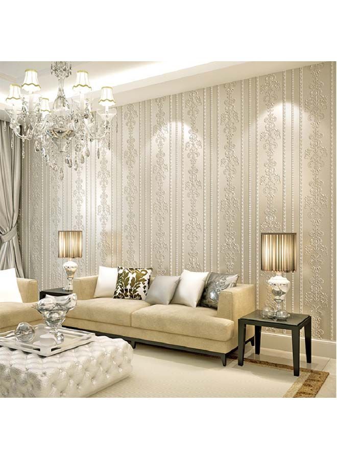 Warm And Simple European Style Striped Wallpaper White 53x1000centimeter