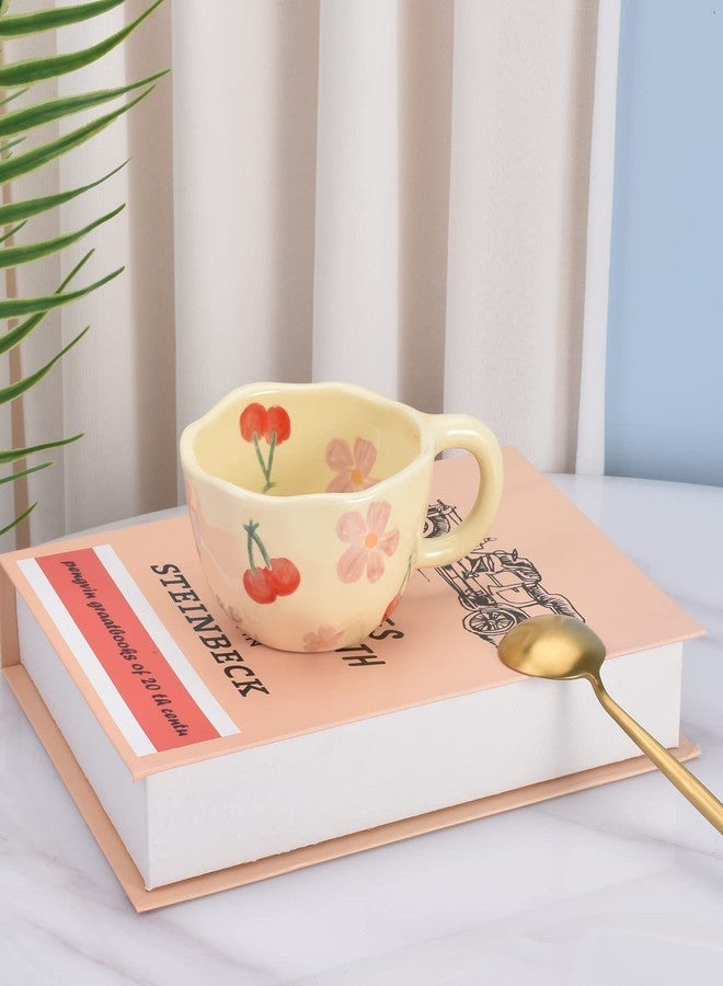 Koythin Ceramic Coffee Mug, Creative Flower Cup for Office and Home, Dishwasher and Microwave Safe, 8.5 oz/250 ml for Latte Tea Milk, Suitable for Mom on Mother's Day (Pink Cherry) - Image 4